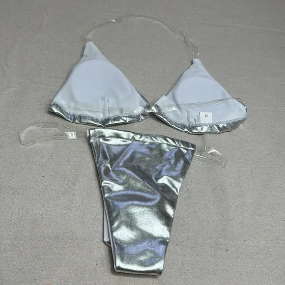 Bundle Of 2 Set Metallic Silver and Gold Women’s Bikini Beach. - Picture 5 of 8